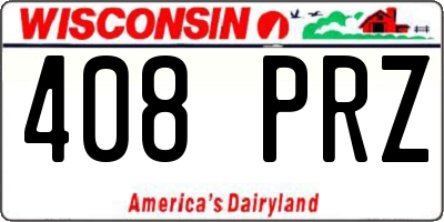 WI license plate 408PRZ