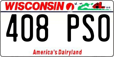 WI license plate 408PSO