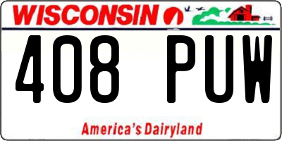 WI license plate 408PUW