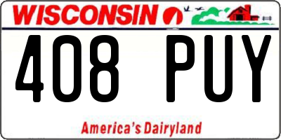 WI license plate 408PUY