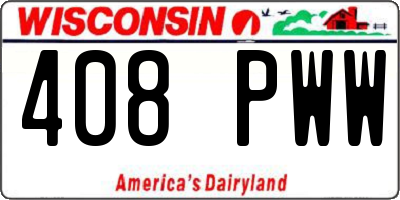 WI license plate 408PWW