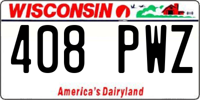 WI license plate 408PWZ