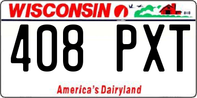 WI license plate 408PXT