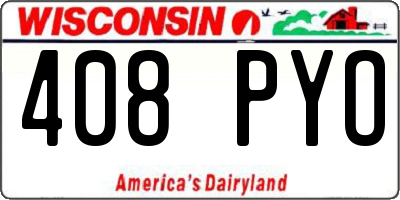 WI license plate 408PYO