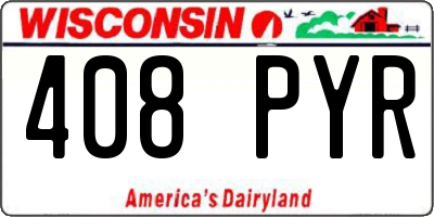 WI license plate 408PYR