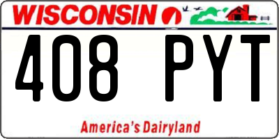 WI license plate 408PYT
