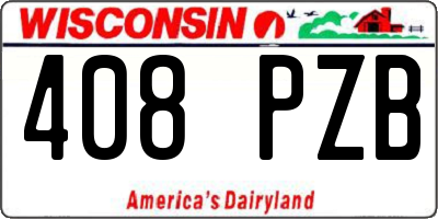 WI license plate 408PZB