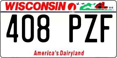WI license plate 408PZF