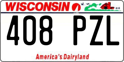WI license plate 408PZL