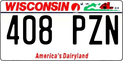 WI license plate 408PZN