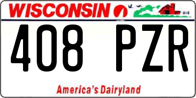 WI license plate 408PZR