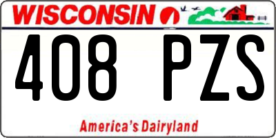 WI license plate 408PZS
