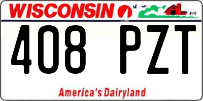 WI license plate 408PZT