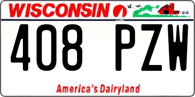 WI license plate 408PZW