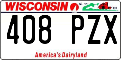 WI license plate 408PZX
