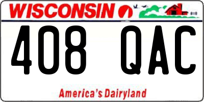 WI license plate 408QAC
