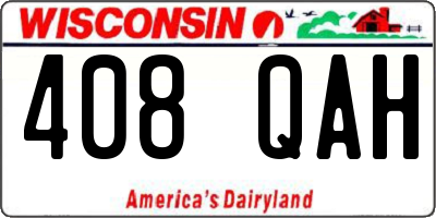 WI license plate 408QAH