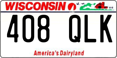 WI license plate 408QLK