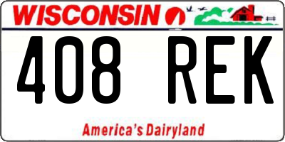 WI license plate 408REK