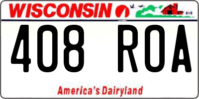 WI license plate 408ROA