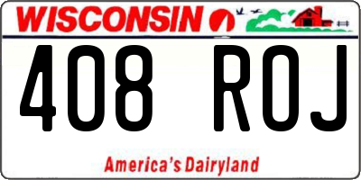 WI license plate 408ROJ