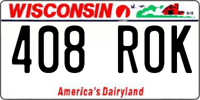 WI license plate 408ROK
