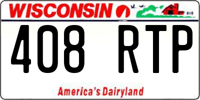 WI license plate 408RTP