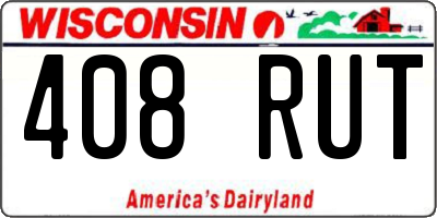WI license plate 408RUT