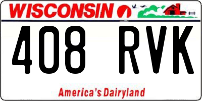 WI license plate 408RVK