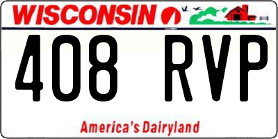 WI license plate 408RVP