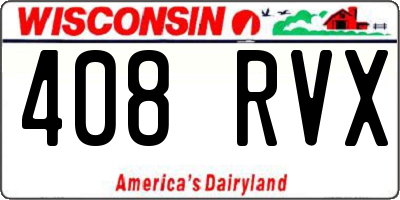 WI license plate 408RVX