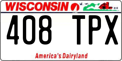 WI license plate 408TPX