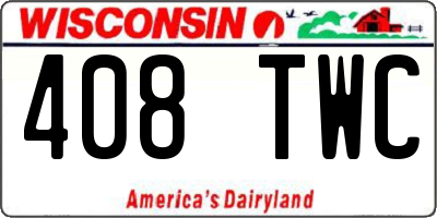WI license plate 408TWC