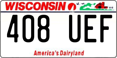 WI license plate 408UEF