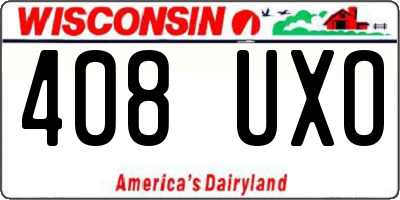 WI license plate 408UXO