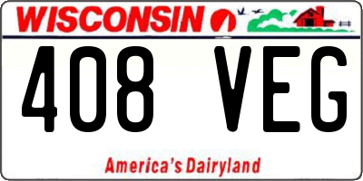 WI license plate 408VEG