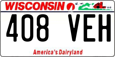 WI license plate 408VEH
