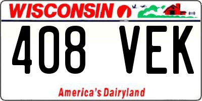 WI license plate 408VEK