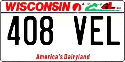 WI license plate 408VEL