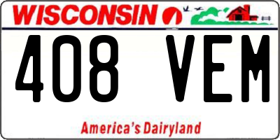 WI license plate 408VEM