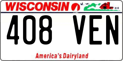 WI license plate 408VEN