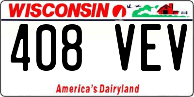 WI license plate 408VEV