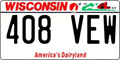 WI license plate 408VEW