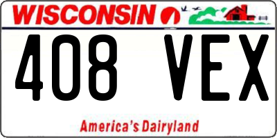 WI license plate 408VEX
