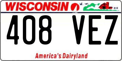 WI license plate 408VEZ