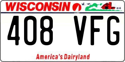 WI license plate 408VFG