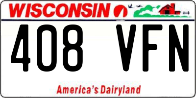 WI license plate 408VFN