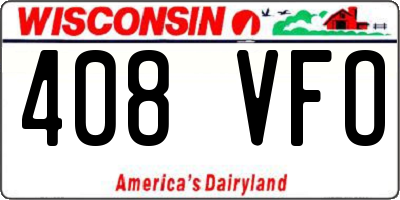 WI license plate 408VFO