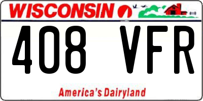 WI license plate 408VFR