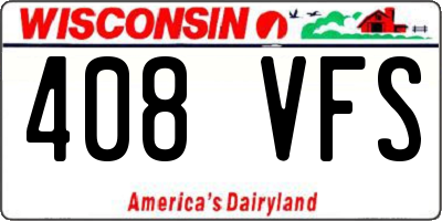 WI license plate 408VFS